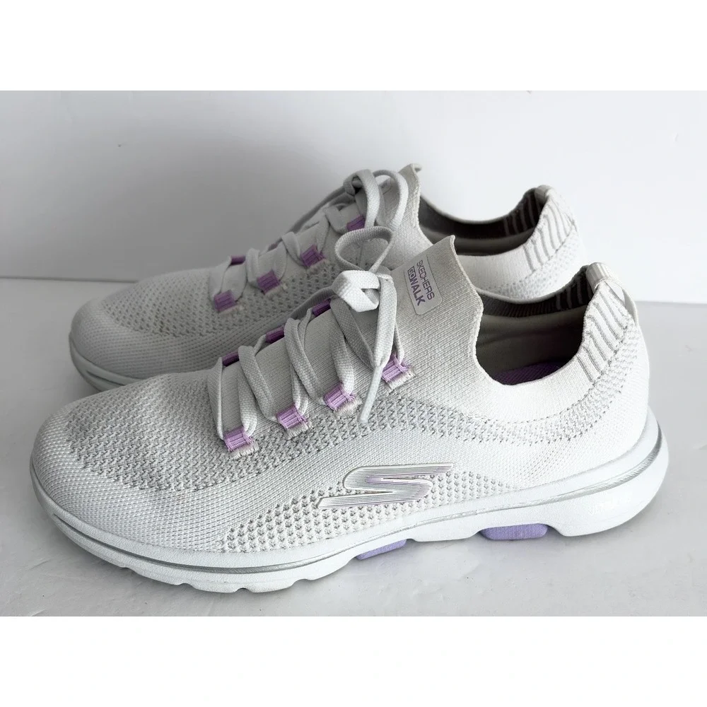 Skechers Women's 7.5 GO WALK Ultra Go Air Cooled‎ Goga White Lavender Sneakers